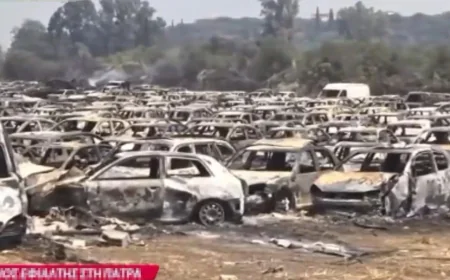 🔥🚗 POŽAR U GRČKOJ: 550 automobila potpuno izgorelo na parkingu carine u Patrasu