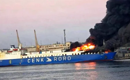 🔥 Turski teretni brod gori u luci Odesa posle ruskog raketnog udara