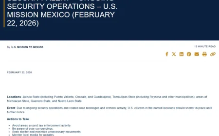 🛑 Ambasada SAD u Meksiku izdala UPOZORENJE: Bezbednosna situacija zbog odmazde kartela CJNG